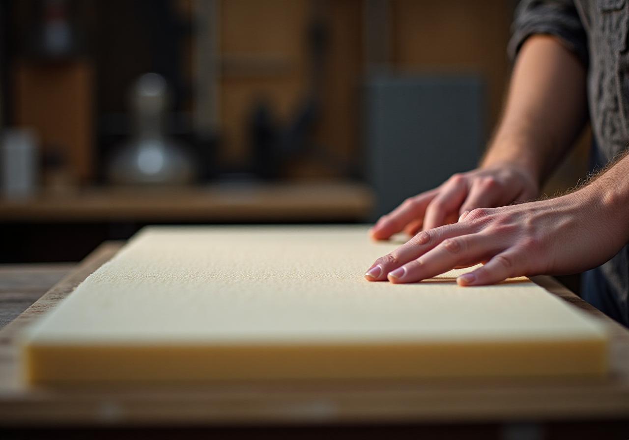 Craftsman working on a custom memory foam pillow core